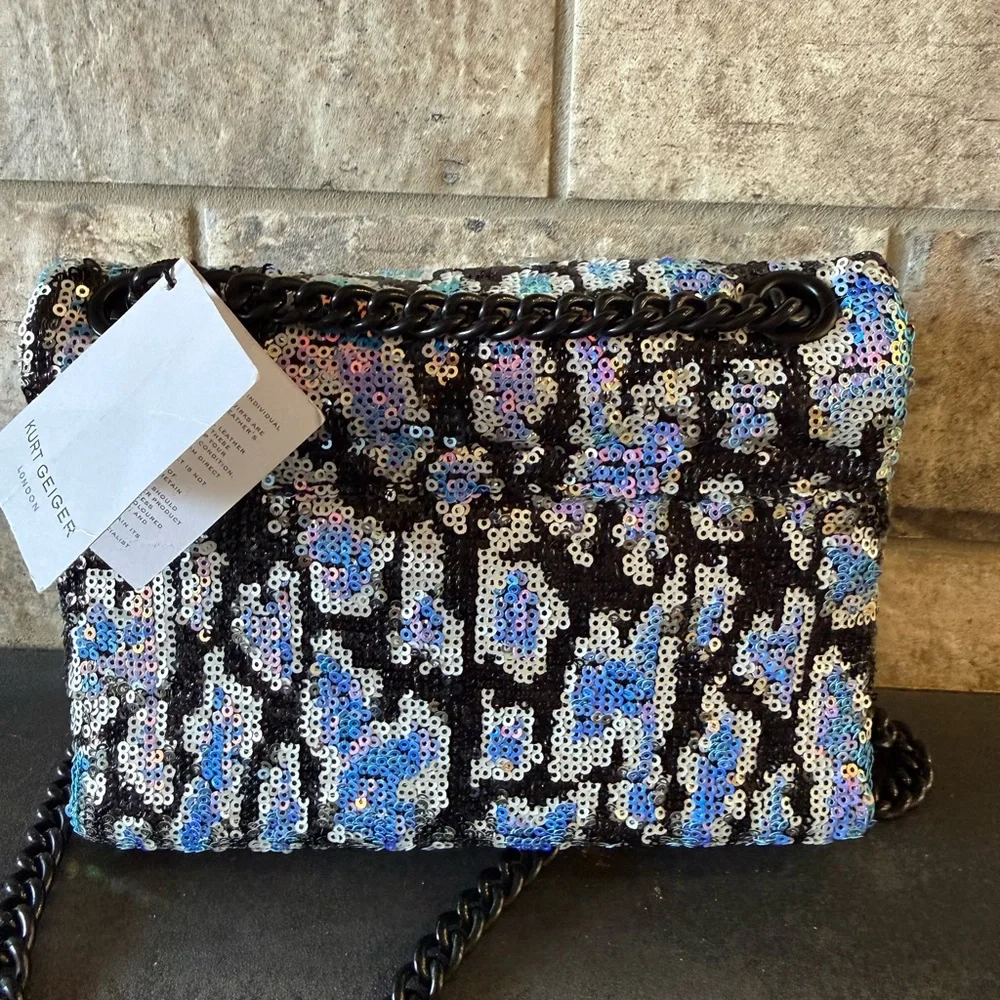 Kurt Geiger Sequin Mosaic Crossbody Shoulder Bag - Black & Iridescent